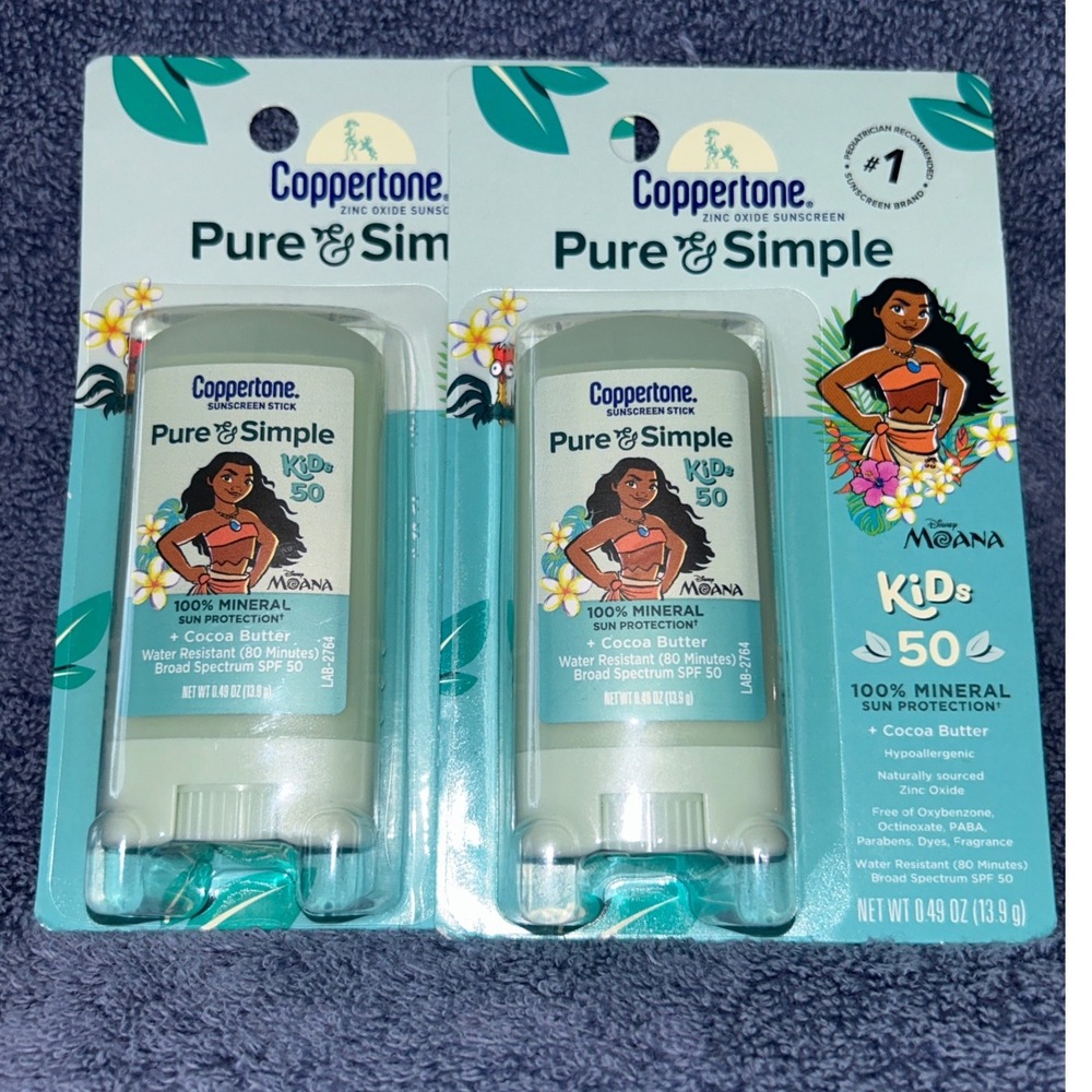 Coppertone Pure & Simple Moana Kids Sunscreen Stick SPF 50 2 Pack